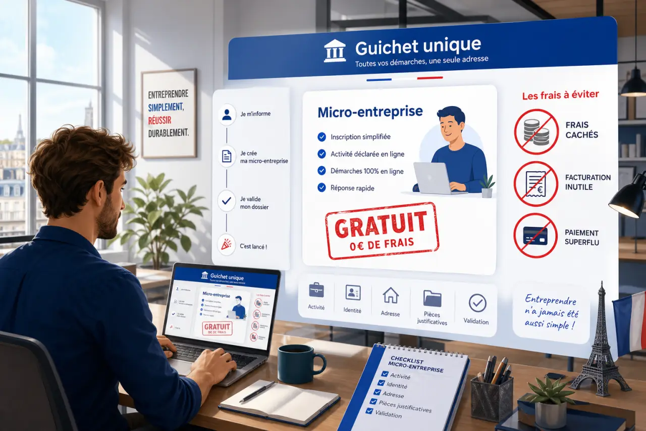 Création d’entreprise gratuite : la micro-entreprise, le guichet unique et les frais à éviter