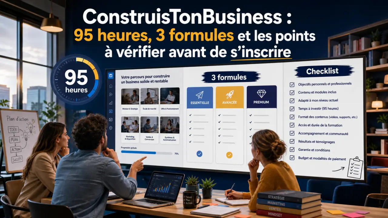 ConstruisTonBusiness : 95 heures, 3 formules et les points à vérifier avant de s’inscrire