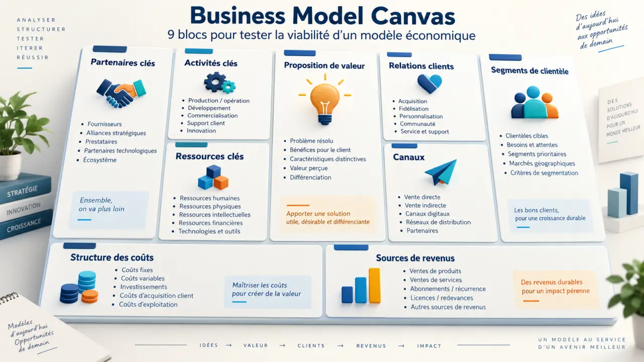 Business Model Canvas : 9 blocs pour tester la viabilité d’un modèle économique
