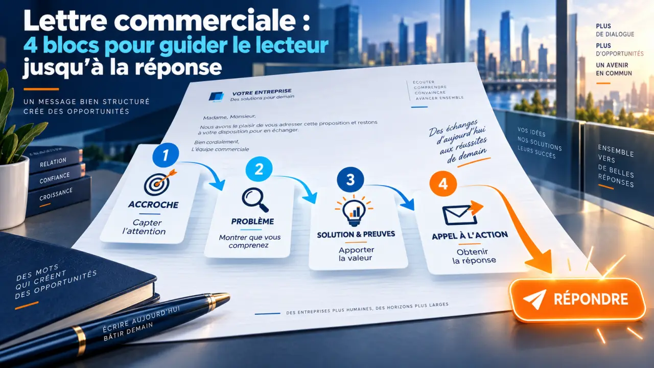 Lettre commerciale : 4 blocs pour guider le lecteur jusqu’à la réponse