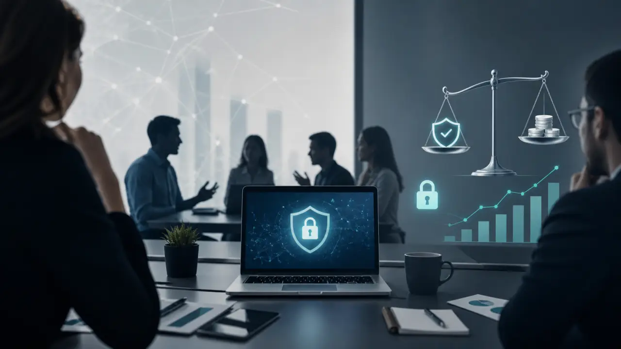 Illustration abstraite d’un réseau professionnel et de la cybersécurité