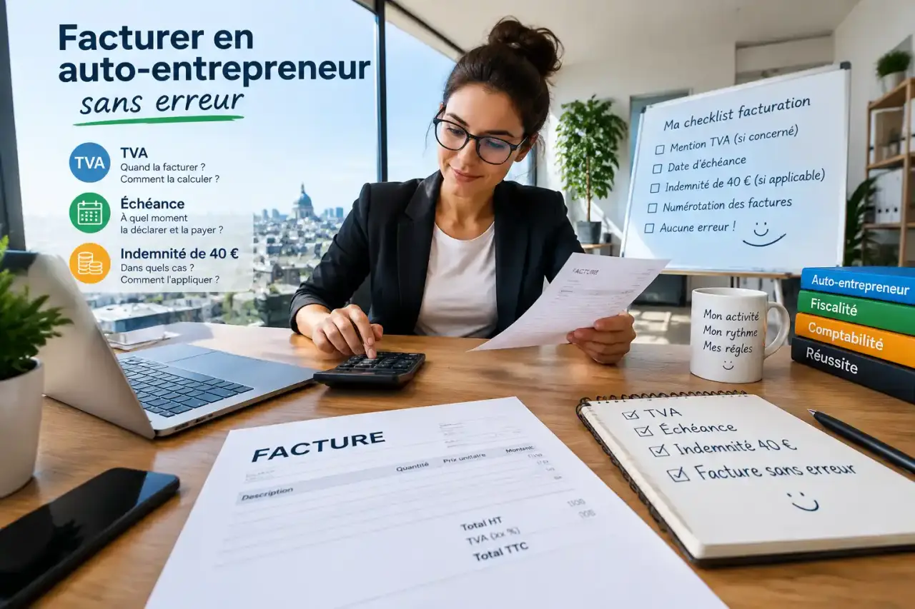 Facturer en auto-entrepreneur sans erreur : TVA, échéance et indemnité de 40 €
