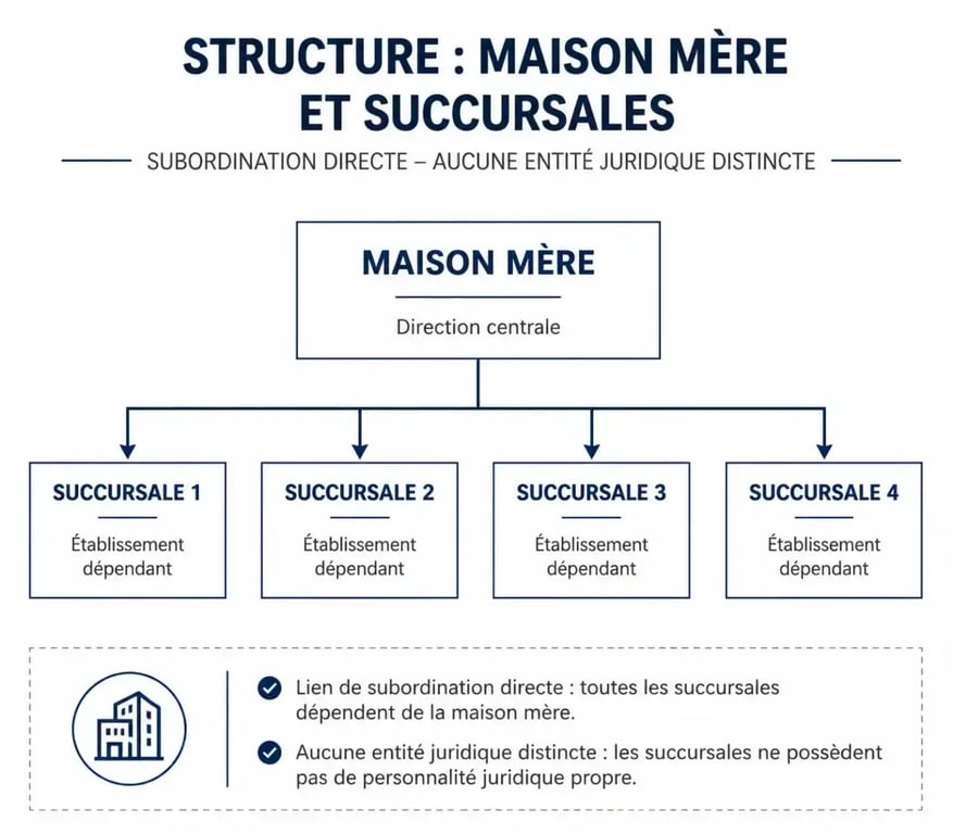 Structure organisationnelle d'une entreprise avec succursales