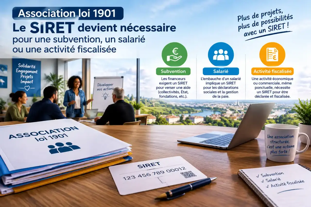 Association loi 1901 : le SIRET devient nécessaire pour une subvention, un salarié ou une activité fiscalisée