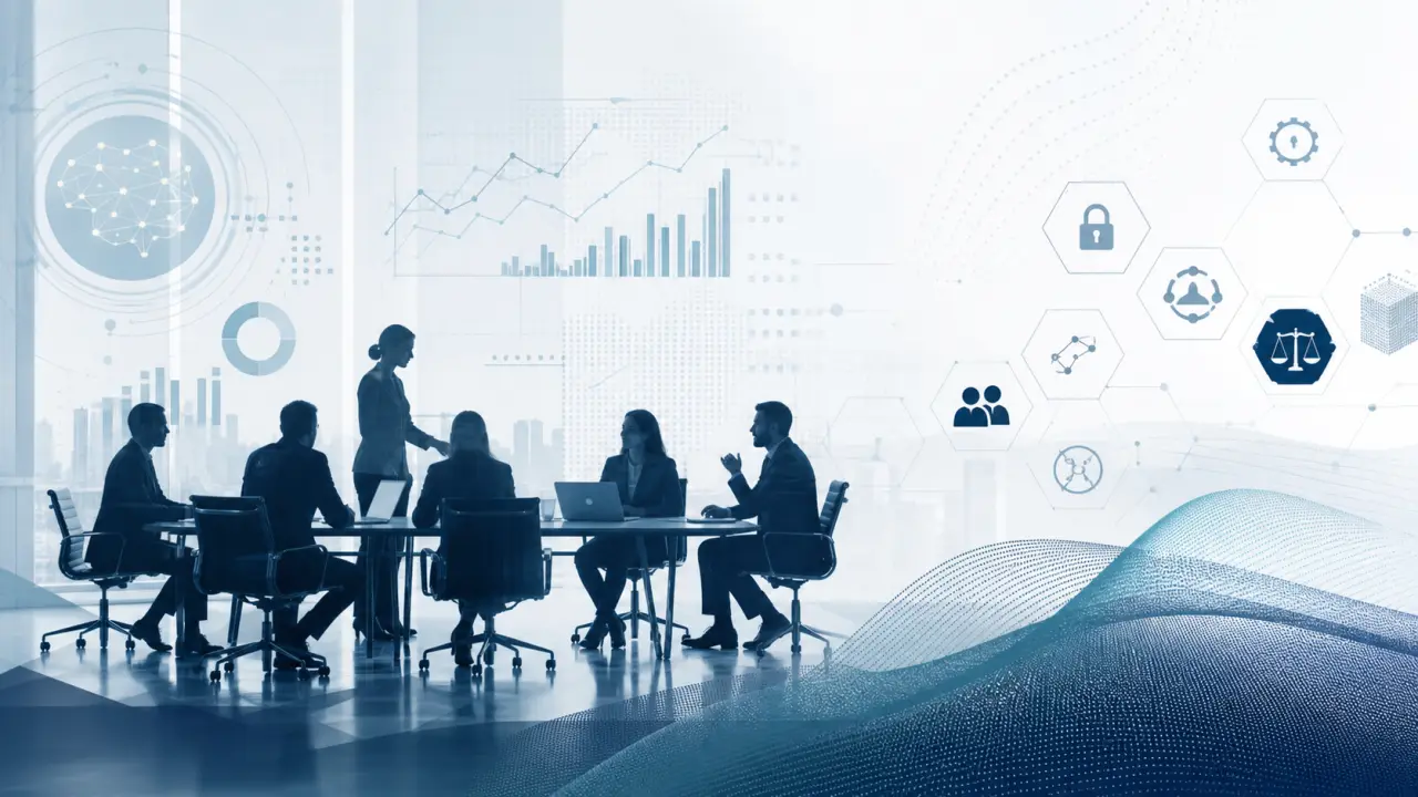 Illustration abstraite d’un réseau de connexions professionnelles et de données en entreprise