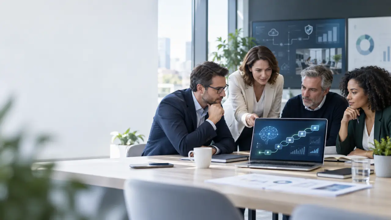 Équipe de PME préparant le déploiement d'une solution d'intelligence artificielle